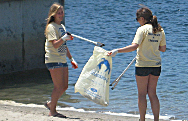 cleaning up the beach