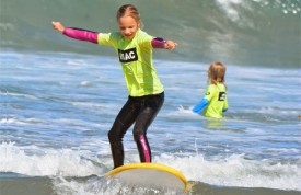 surfing at camp